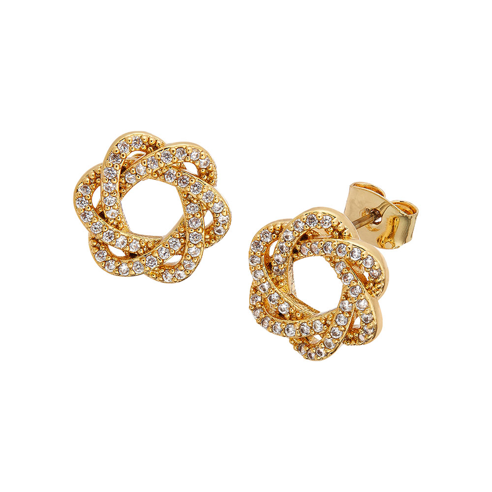 18K Gold Plated Cubic Zirconia Knot Stud Earrings