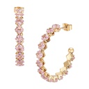 18K Gold Plated Cubic Zirconia Square Stone Half Hoop Earrings