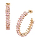 18K Gold Plated Cubic Zirconia Horse Eye Stone Half Hoop Earrings