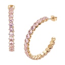18K Gold Plated Cubic Zirconia Round Stone Half Hoop Earrings