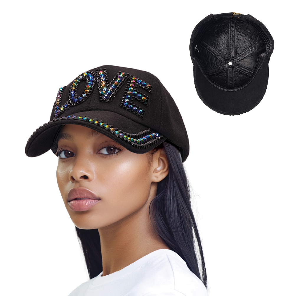 Studded Baseball Cap with Satin Lining – Adjustable Fit
